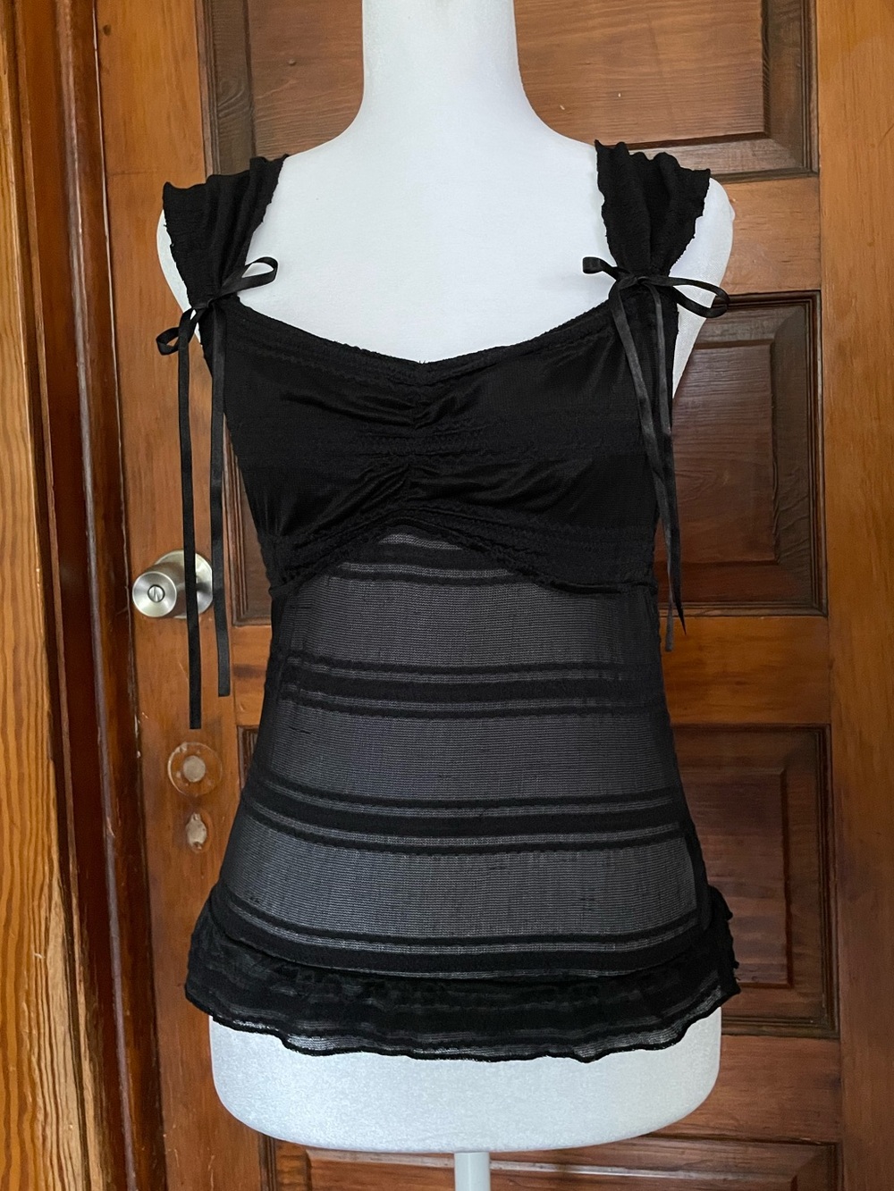 Forever 21 Black Sheer Tie-Shoulder Camisole